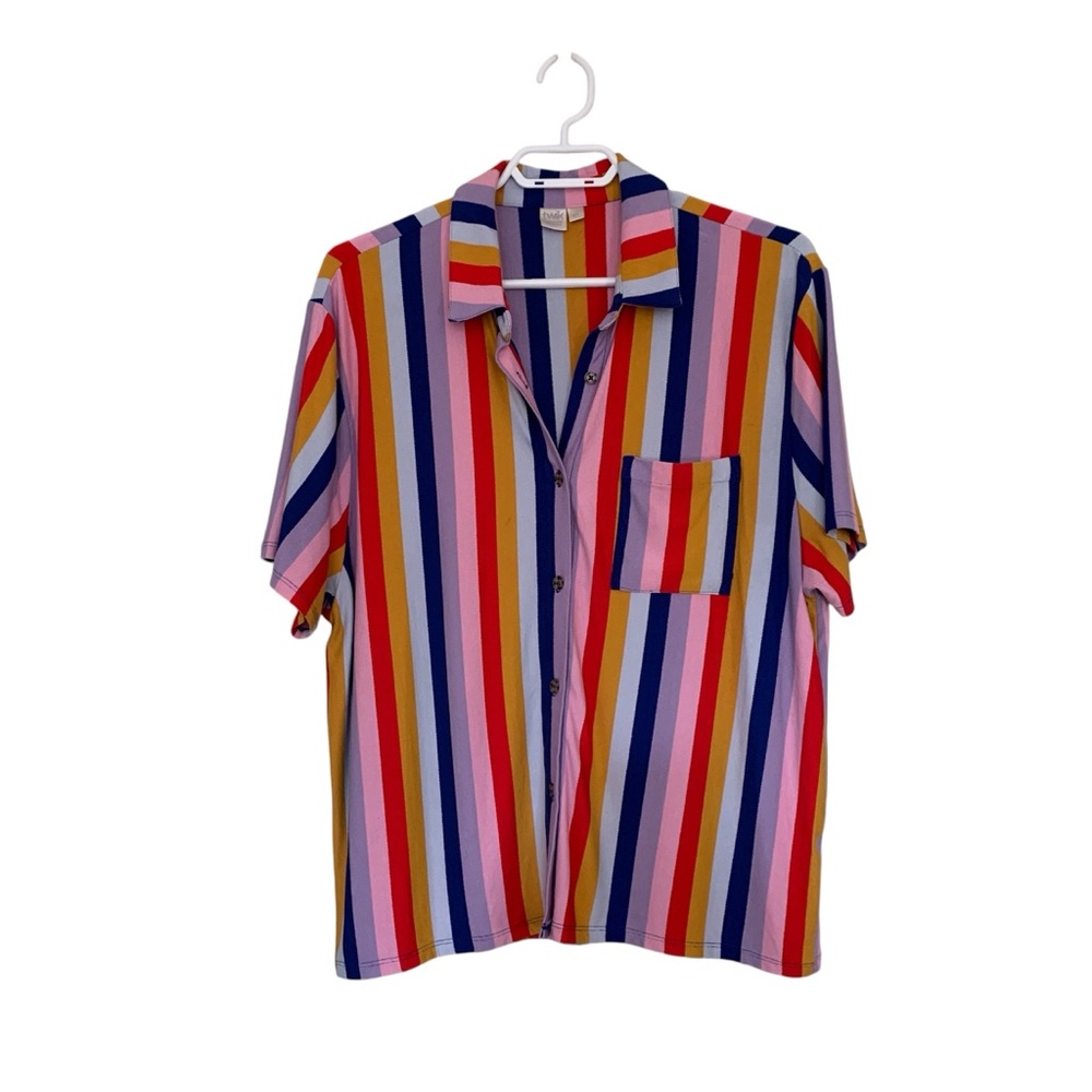 twik Rainbow Short Sleeve Button-up Size L